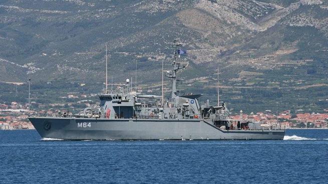 Four sailors from a Greek container ship accidentally crashed into a minesweeper