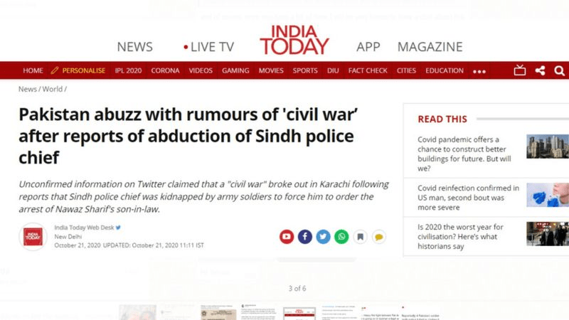 Indian media hype Pakistan's "civil war" fake news after being stripped by British media and ridiculed