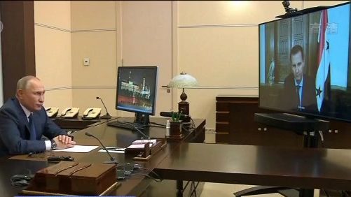 The Russian and Syrian Presidents hold a video conference.