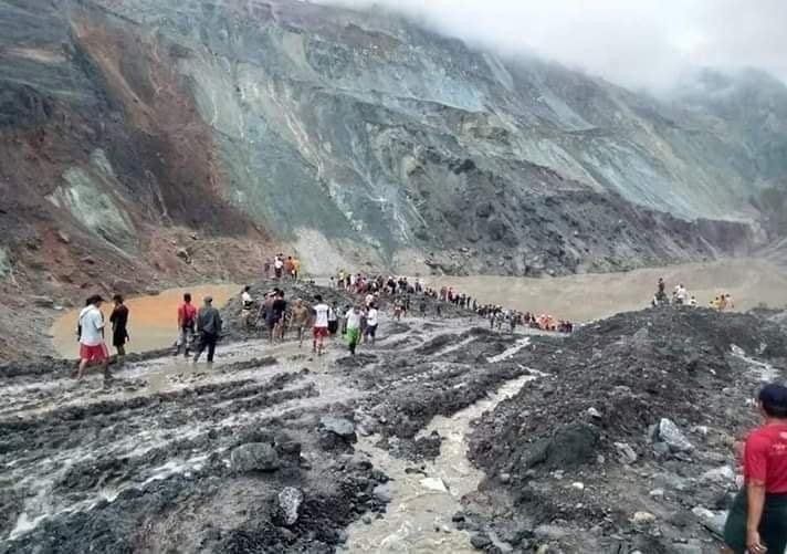 Three people were killed and two were injured in a landslide at the Pakant Jade Mine in Myanmar