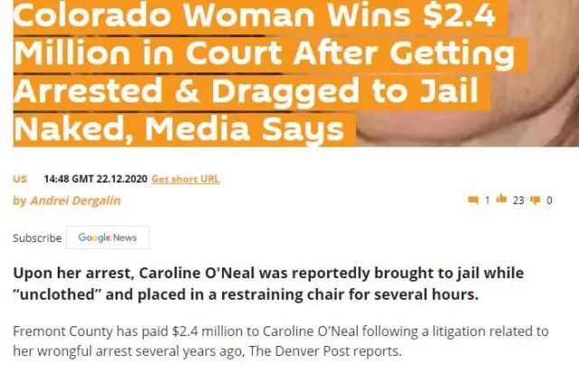 American woman was arrested naked and dragged into prison by the police, and she was compensated $2.4 million.