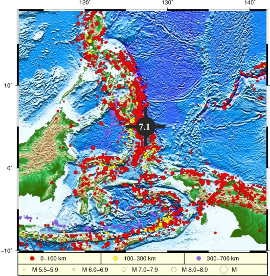 A 7.1 magnitude earthquake occurred in the waters of the Philippine archipelago region. Preliminary judgment is that the earthquake will not cause a tsunami.