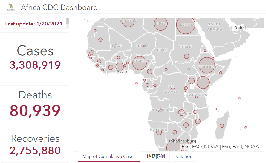 The cumulative number of confirmed cases of COVID-19 on the African continent exceeds 3.3 million.