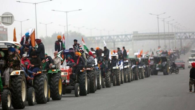 Indian farmers held tractor protest marches and clashed fiercely with the police.