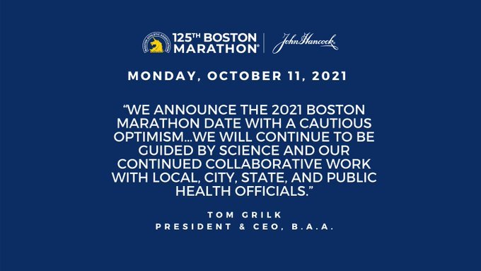 The 125th Boston Marathon will be held on October 11 this year.
