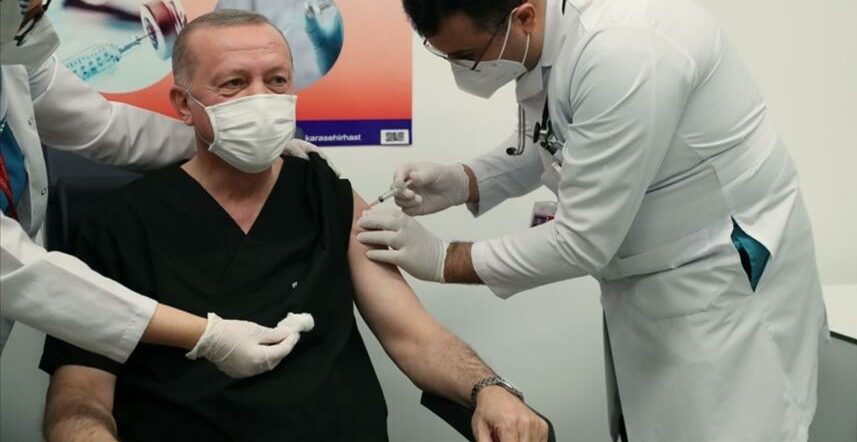 Turkish President Erdoğan vaccinated by Chinese Vaccine against coronavirus.