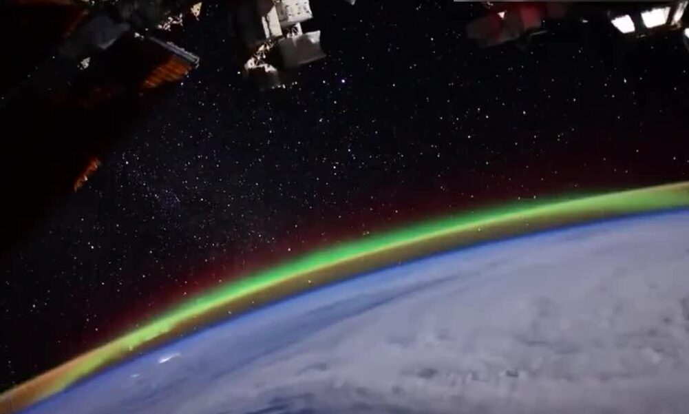 Russian astronauts took pictures of the northern lights in space.