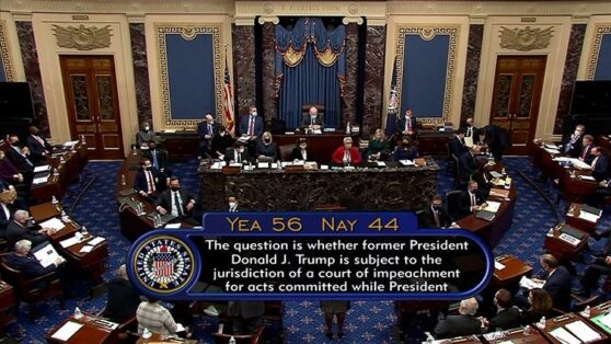 The U.S. Senate voted to confirm the constitutionality of Trump's impeachment trial.