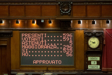 The new government of Italy passed a vote of confidence in the House of Representatives.