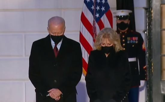 Biden, Harris and their spouses observed a moment of silence in the White House after more than 500,000 people died of coronavirus in the United States.
