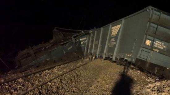A train derailed in Amur Oblast in the Russian Far East