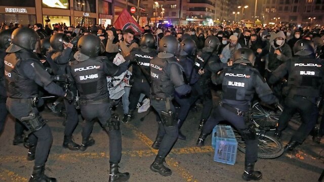 Protests in Catalonia, Spain, entered its third day. Police and demonstrators clashed.