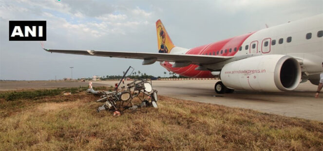 An Indian passenger plane crashed into a telephone pole, causing no casualties.