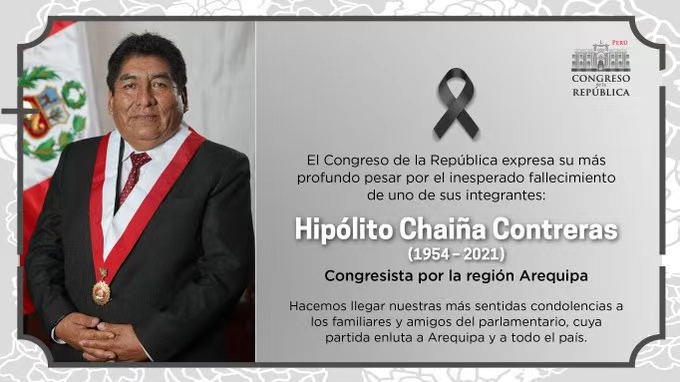 A member of parliament in Peru died of COVID-19.
