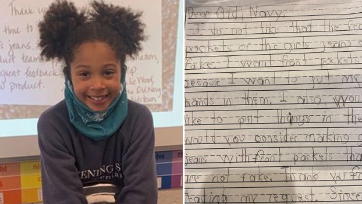American elementary school students asked enterprises to add front pockets to girls' jeans and received a warm response.