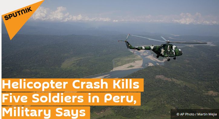 At least five soldiers have been killed after a Peruvian military helicopter crashed