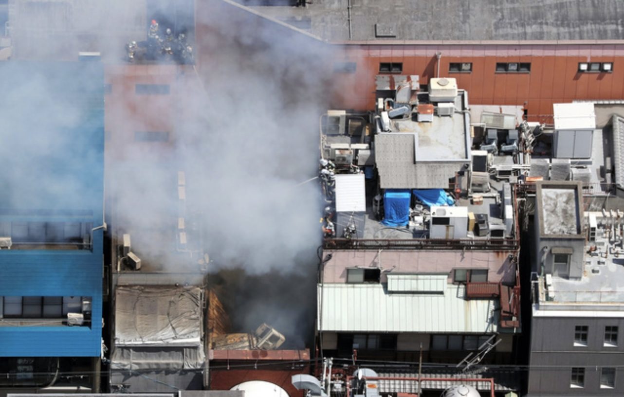 Thirty-two fire engines were involved in a fire on the commercial street in Osaka, Japan