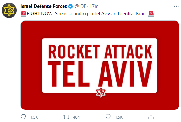 image 18 Foreign media: Hamas launches rocket attack on Tel Aviv Israel Tel Aviv to sound anti-aircraft alarm