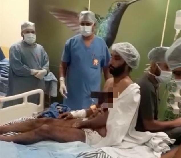 An Indian man miraculously survived when he was stabbed in the chest by a 2m-long iron bar